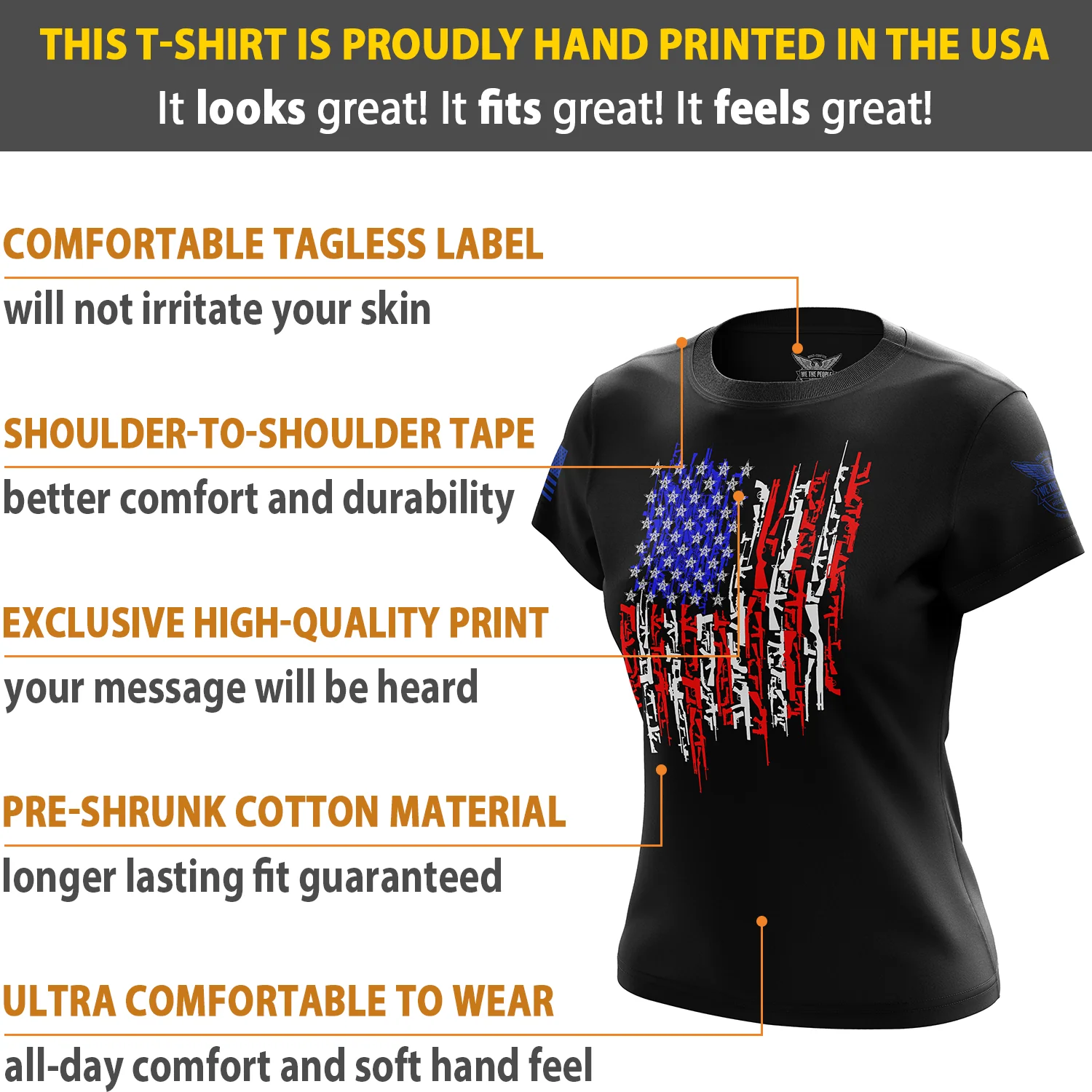 American Flag In Guns 2.0 Women's Short Sleeve Shirt - Image 6