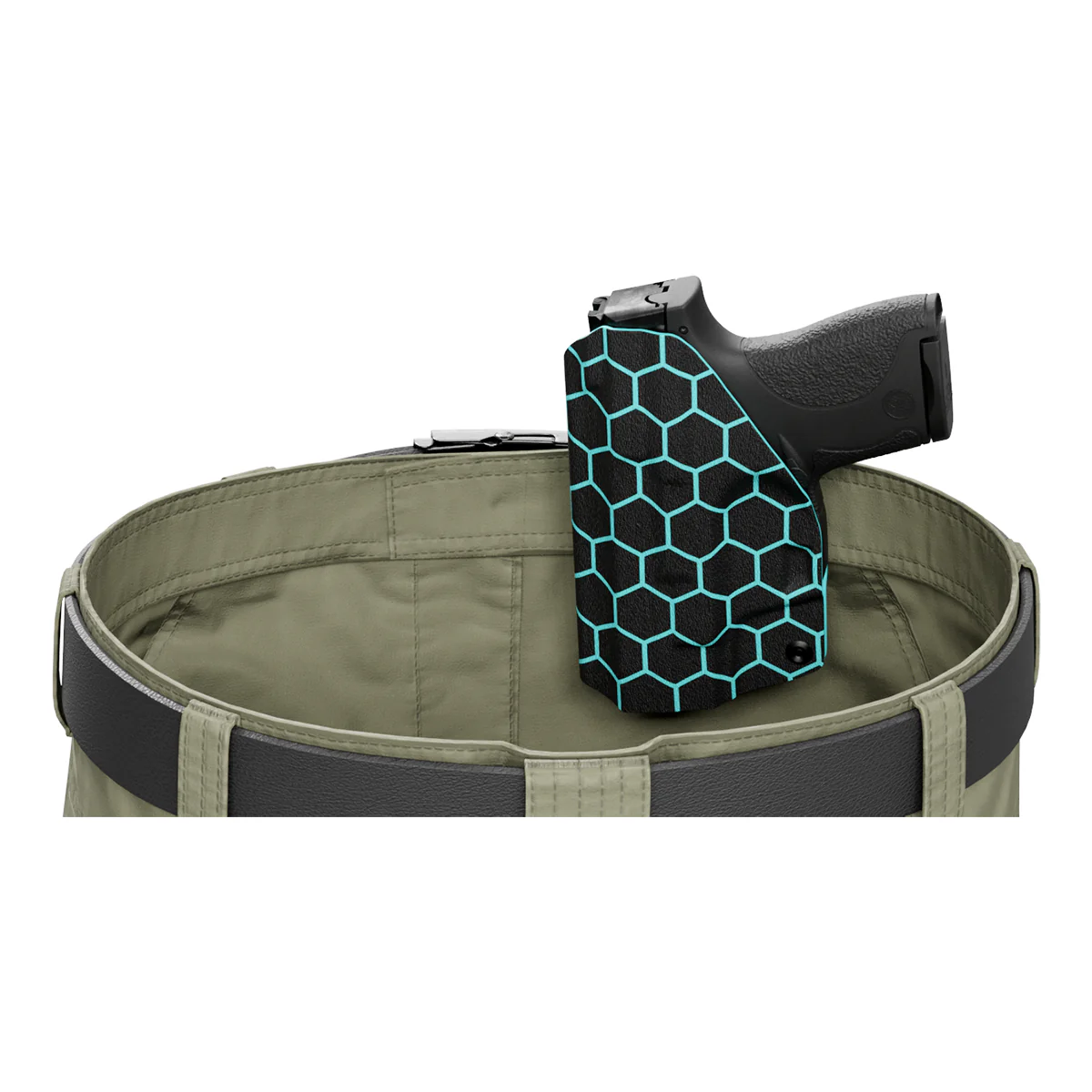 Aqua Honeycomb Custom Printed Holster - IWB Kydex Holster - Image 7