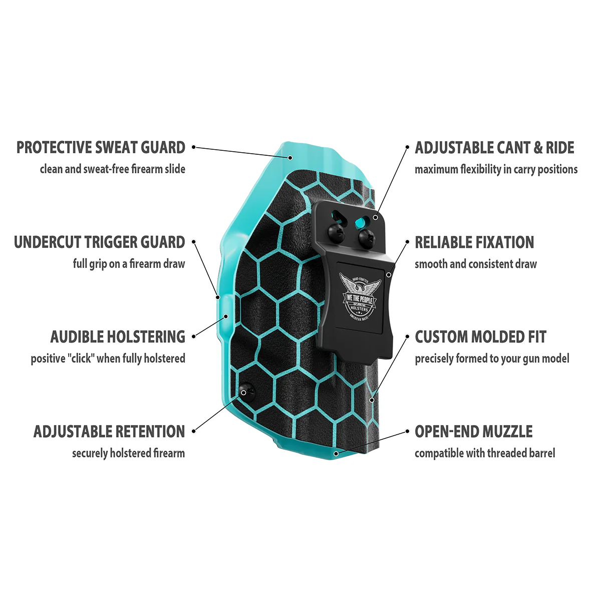 Aqua Honeycomb Custom Printed Holster - IWB Kydex Holster - Image 9