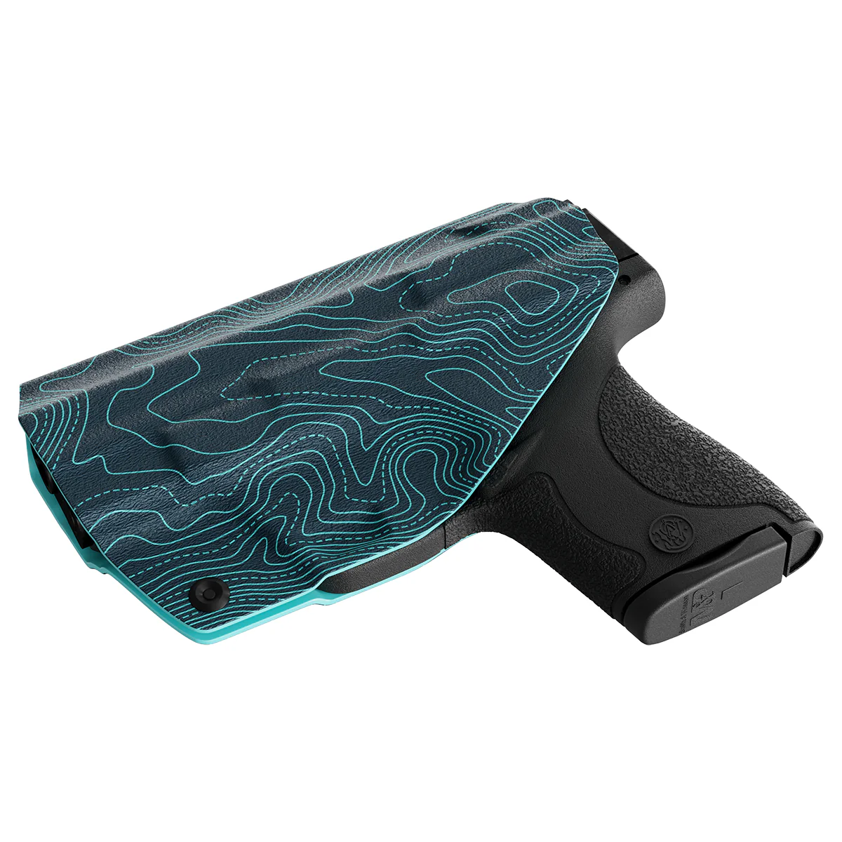 Aqua Topographic Map Custom Printed Holster - IWB Kydex Holster - Image 4