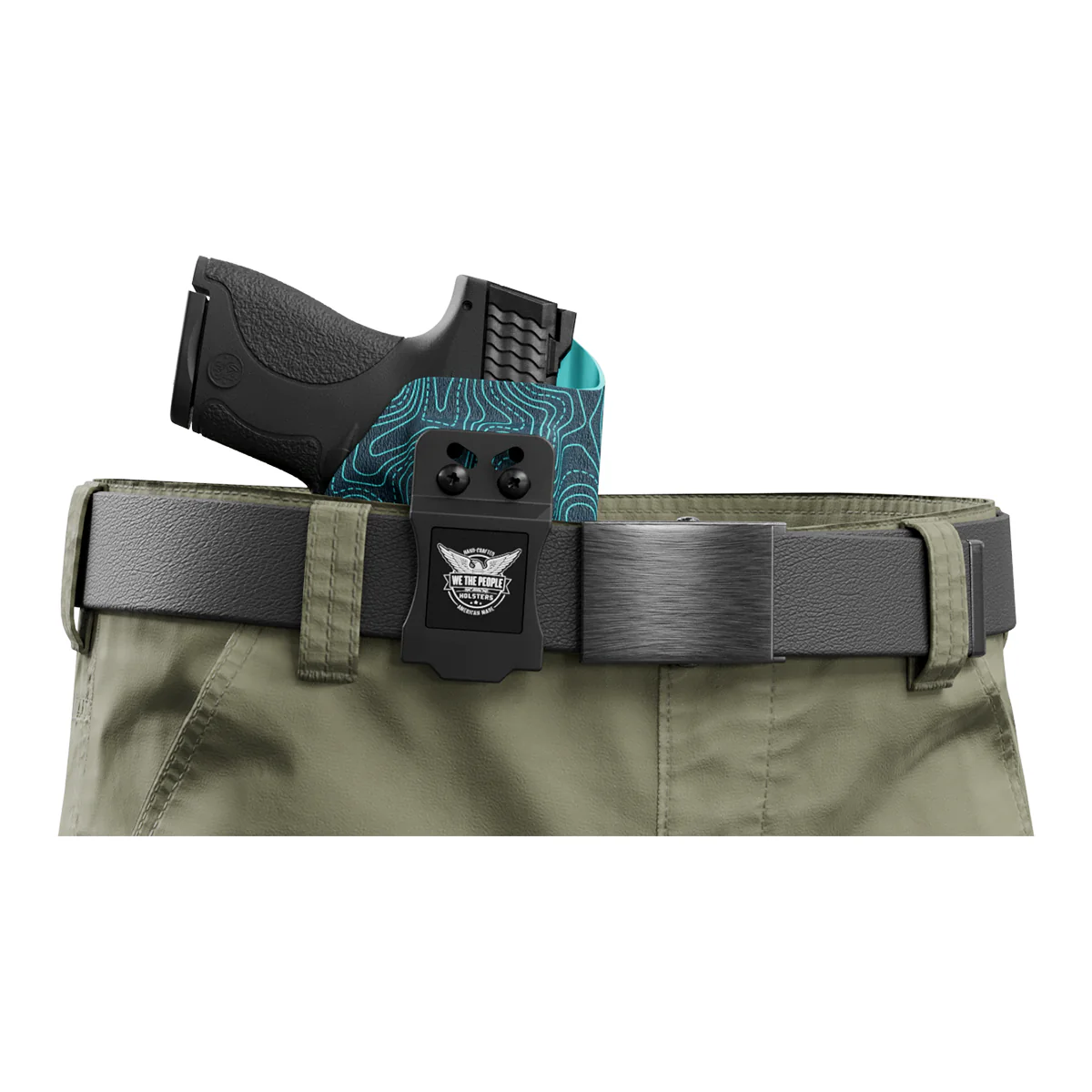 Aqua Topographic Map Custom Printed Holster - IWB Kydex Holster - Image 5