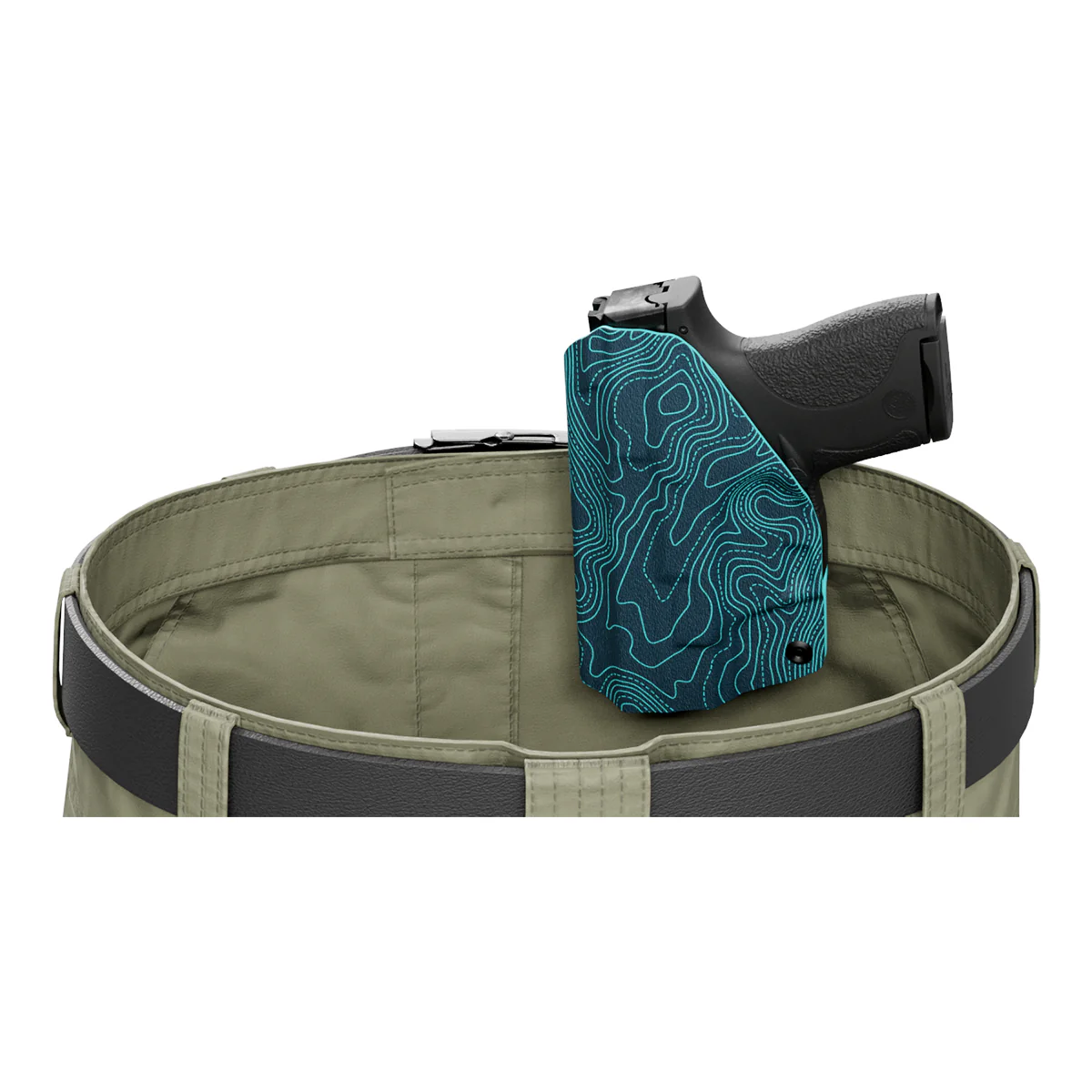 Aqua Topographic Map Custom Printed Holster - IWB Kydex Holster - Image 7