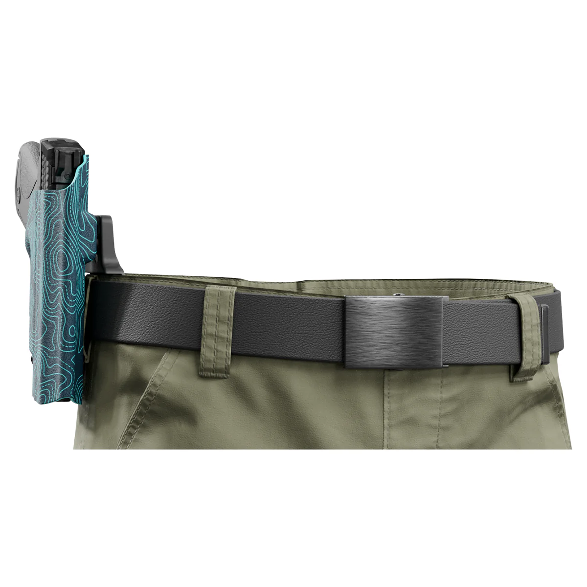 Aqua Topographic Map Custom Printed Holster - OWB Kydex Holster - Image 5