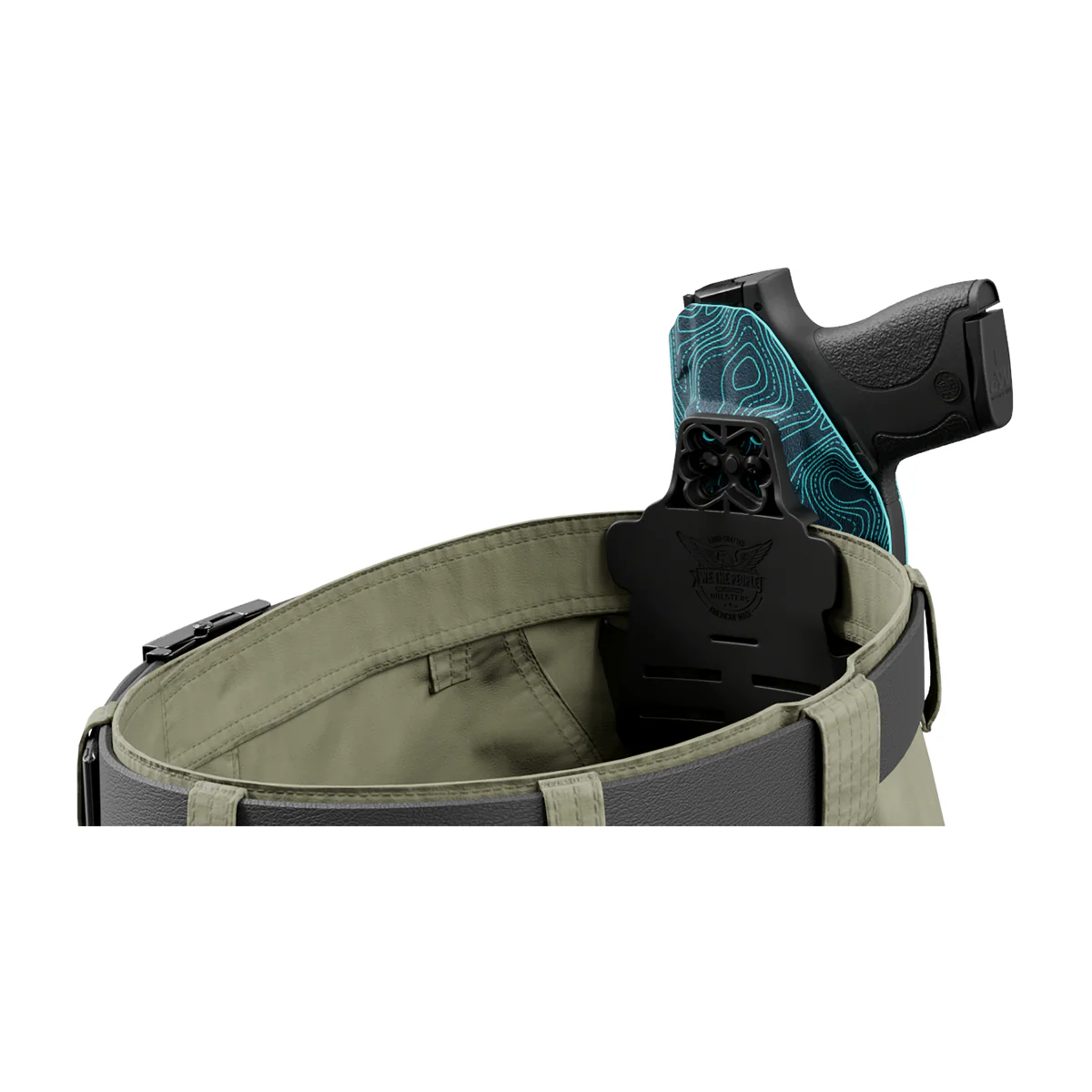 Aqua Topographic Map Custom Printed Holster - OWB Kydex Holster - Image 7