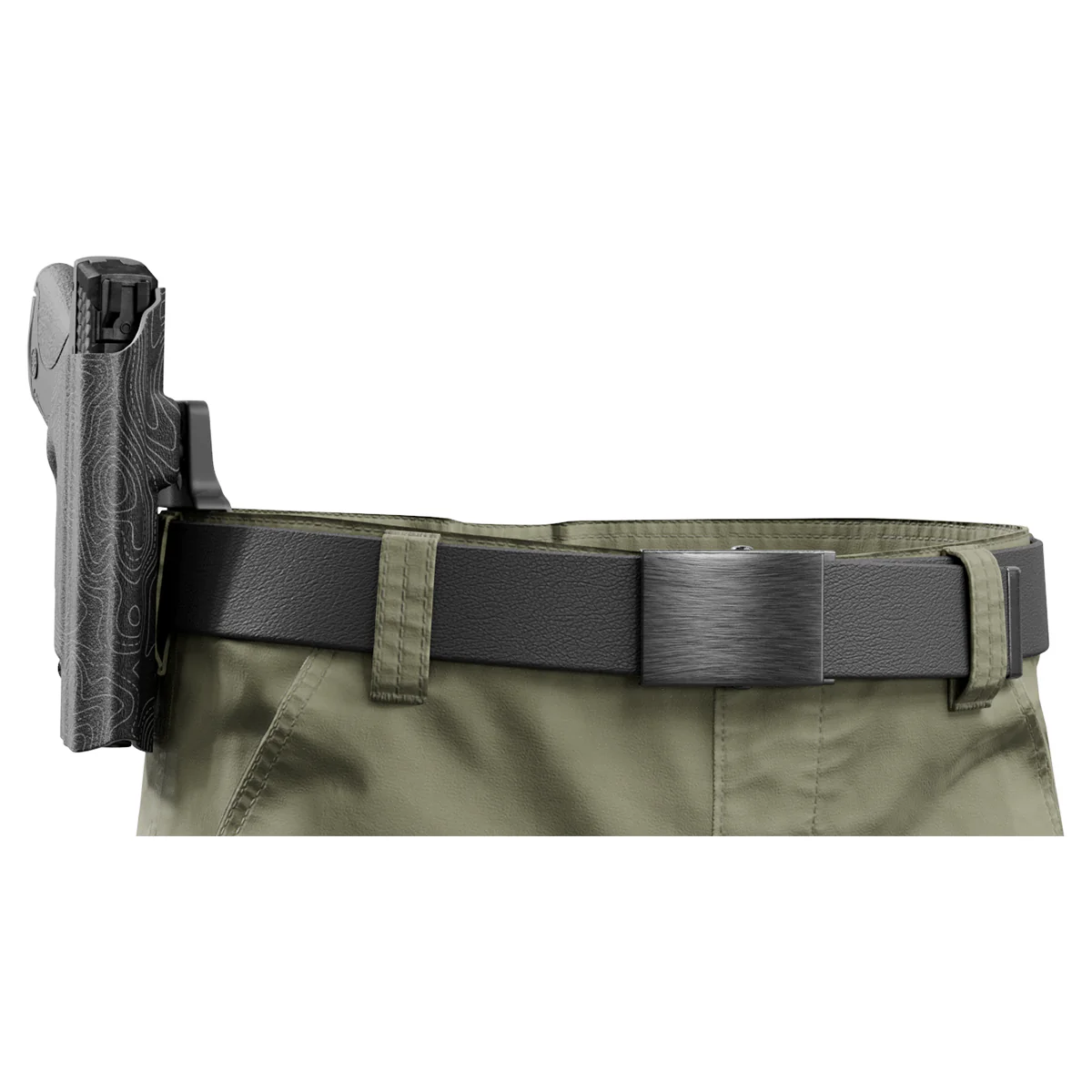 Gray Topographic Map Custom Printed Holster - OWB Kydex Holster - Image 5