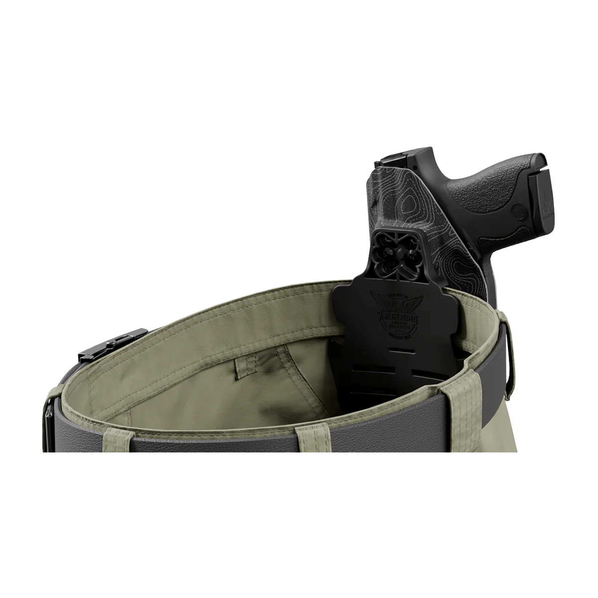 Gray Topographic Map Custom Printed Holster - OWB Kydex Holster - Image 7