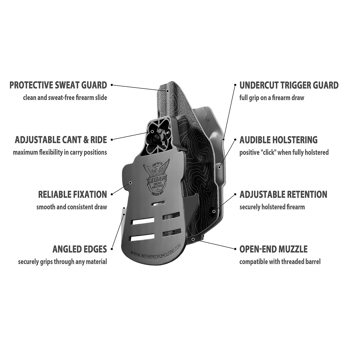 Gray Topographic Map Custom Printed Holster - OWB Kydex Holster - Image 9