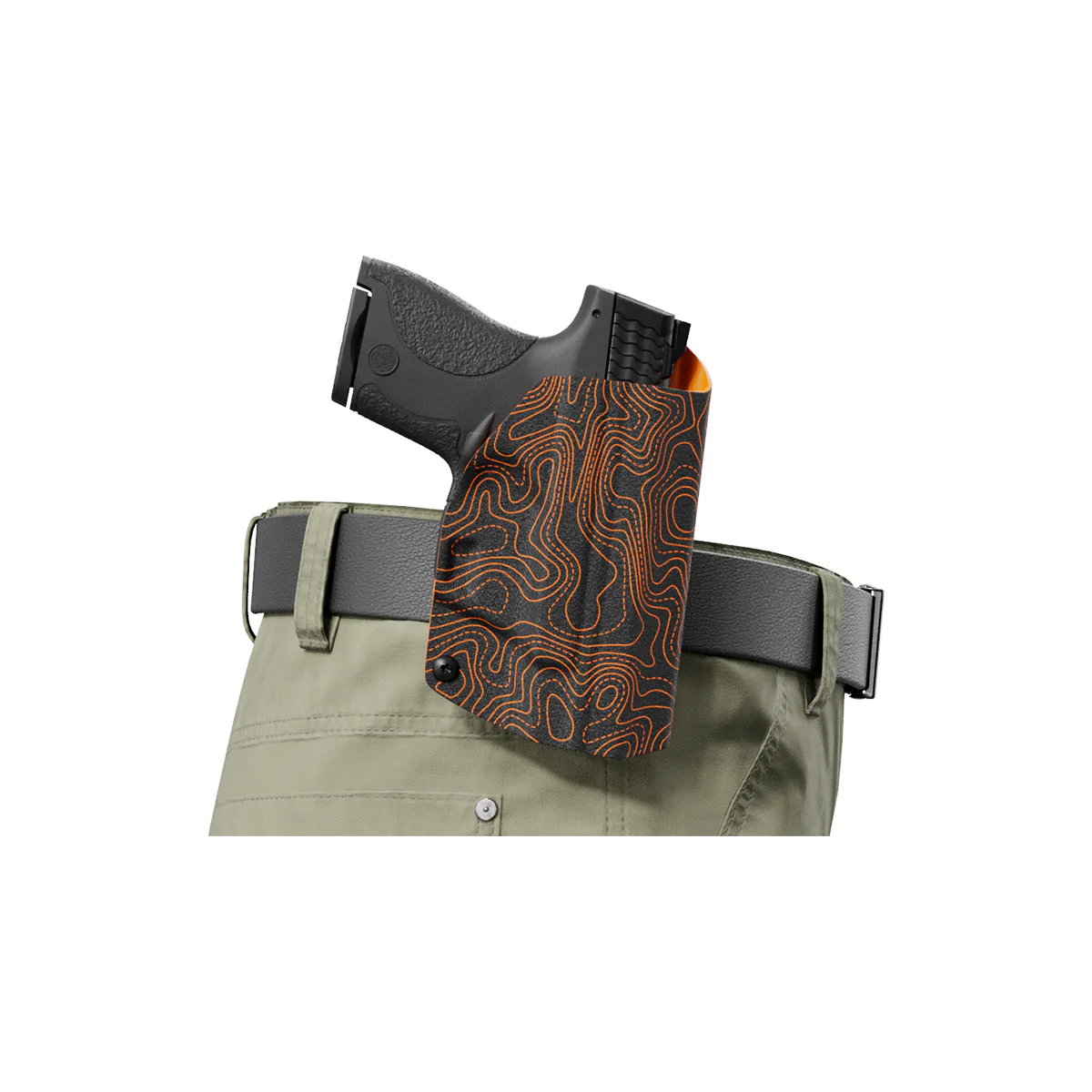 Orange Topographic Map Custom Printed Holster - OWB Kydex Holster - Image 6