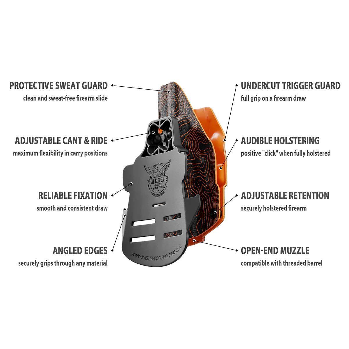 Orange Topographic Map Custom Printed Holster - OWB Kydex Holster - Image 9